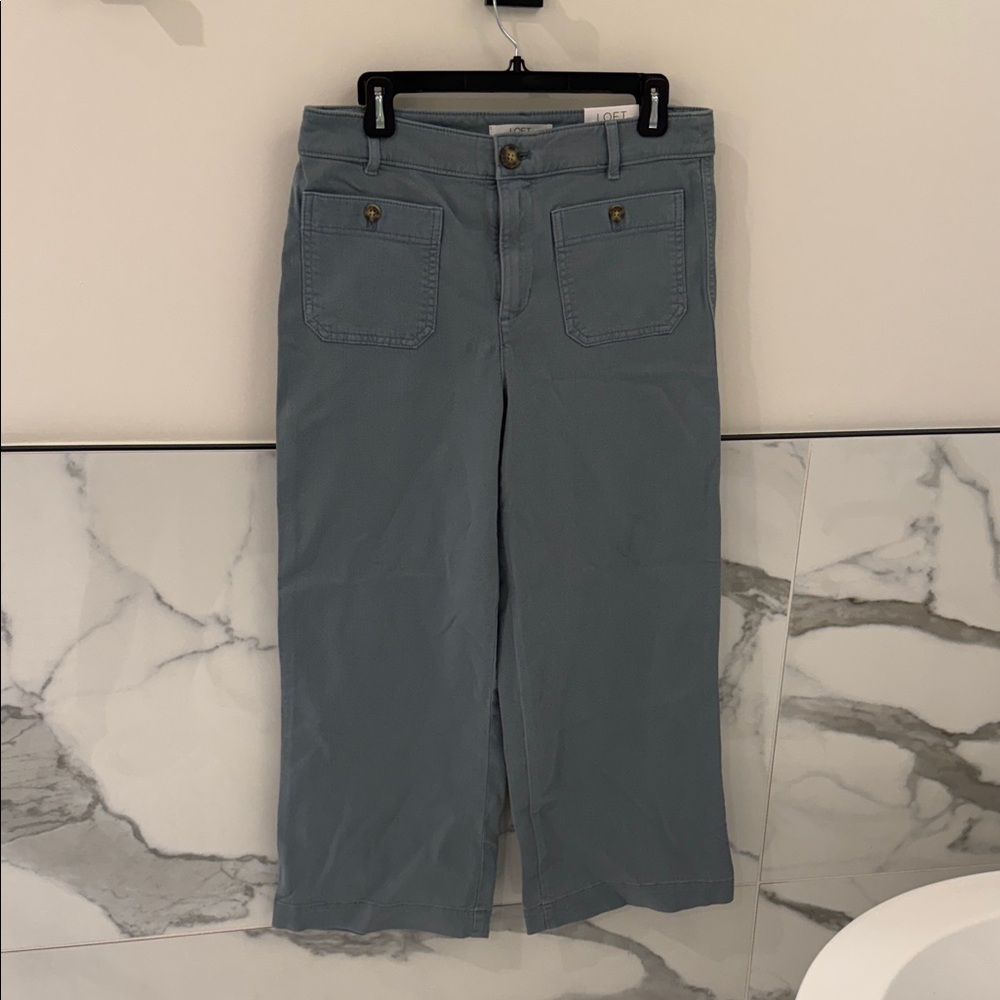 LOFT dusty blue Palmer Wide Leg Pants